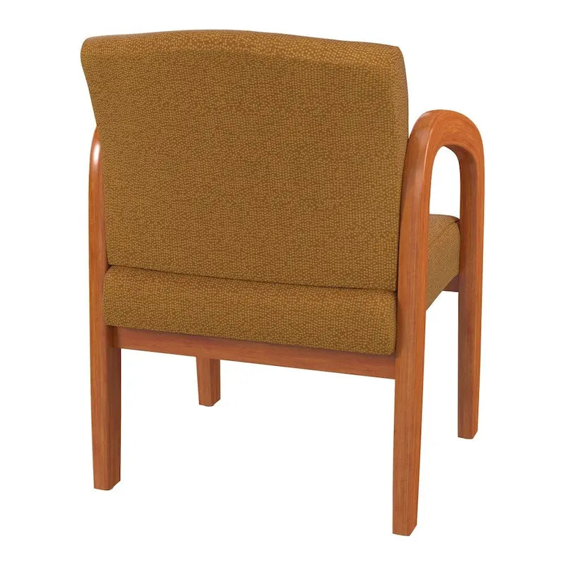 Medium Oak Finish Wood Visitor Chair with Lumbar Support