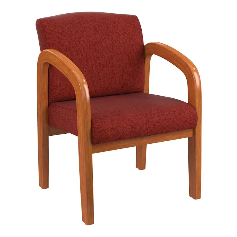 Medium Oak Finish Wood Visitor Chair with Lumbar Support
