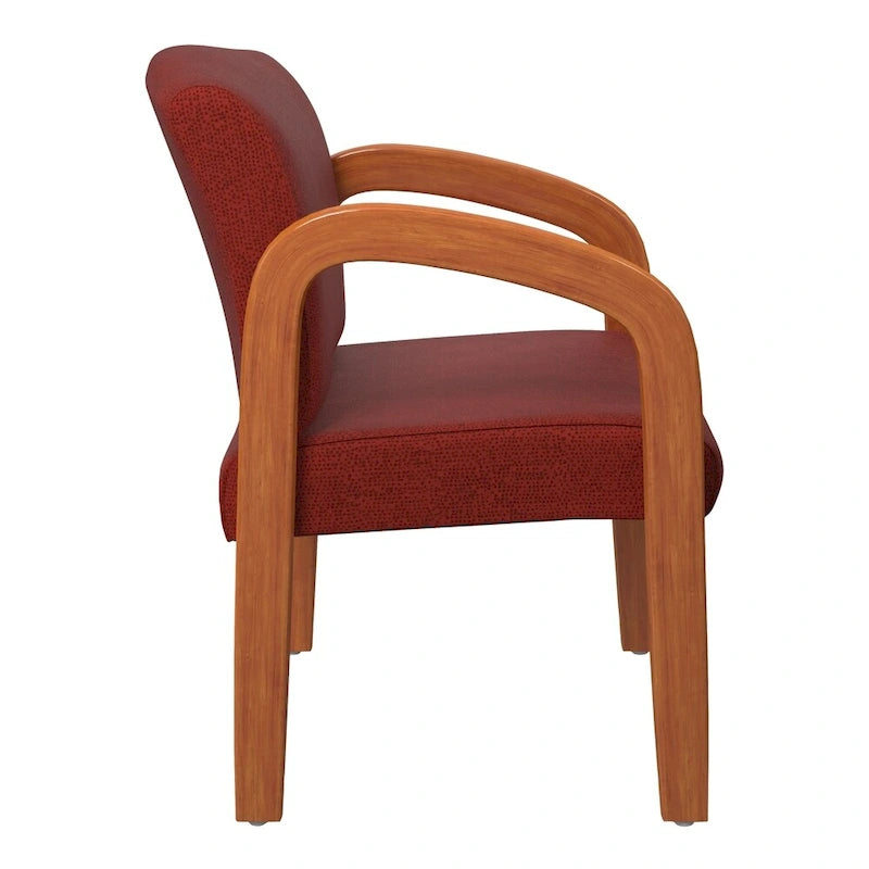 Medium Oak Finish Wood Visitor Chair with Lumbar Support