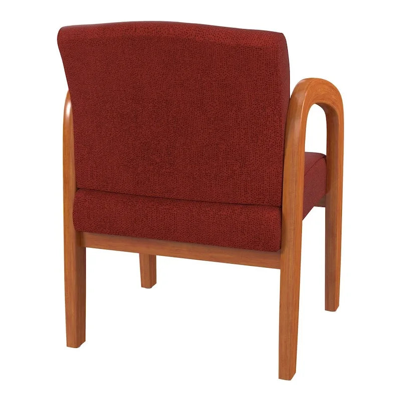 Medium Oak Finish Wood Visitor Chair with Lumbar Support
