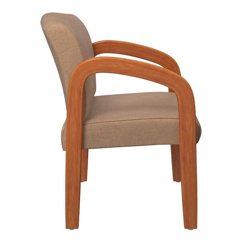 Medium Oak Finish Wood Visitor Chair with Lumbar Support