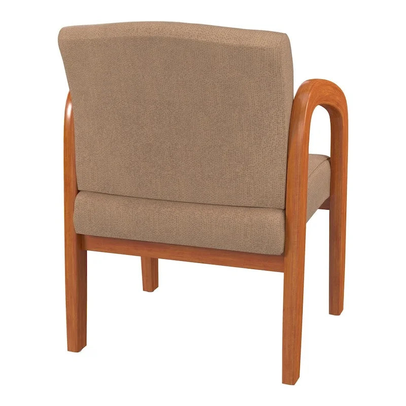 Medium Oak Finish Wood Visitor Chair with Lumbar Support