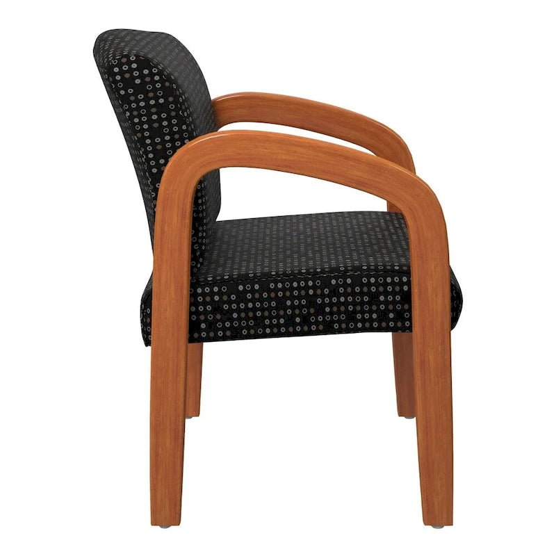 Medium Oak Finish Wood Visitor Chair with Lumbar Support