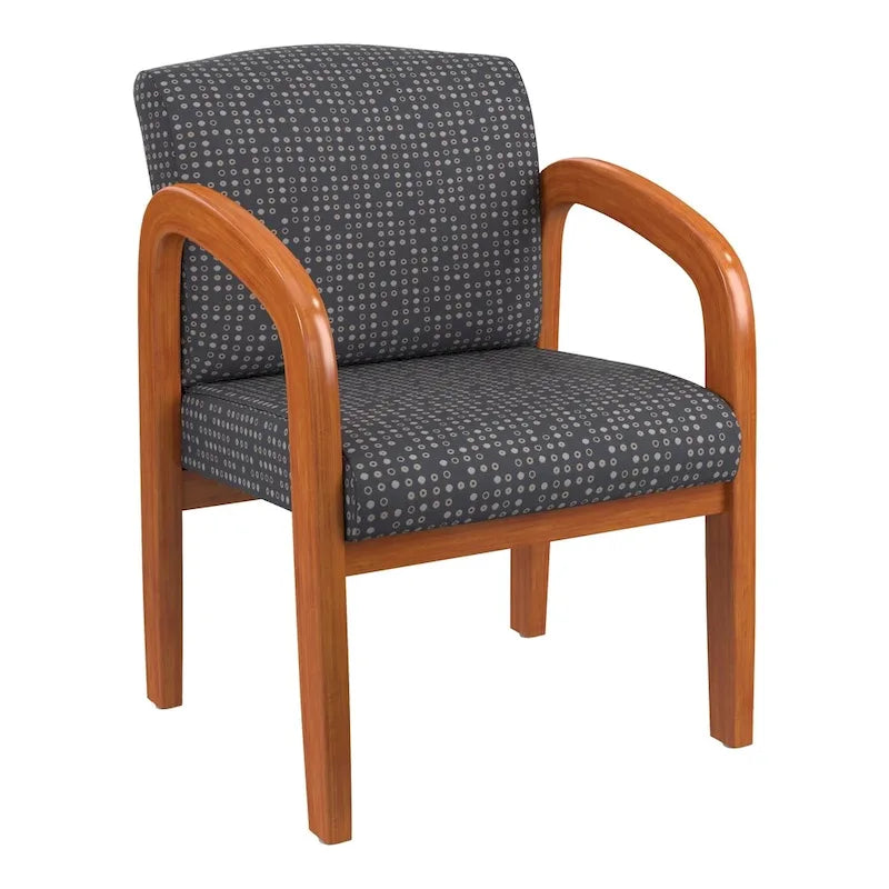 Medium Oak Finish Wood Visitor Chair with Lumbar Support