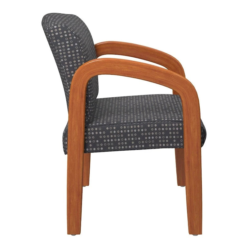 Medium Oak Finish Wood Visitor Chair with Lumbar Support