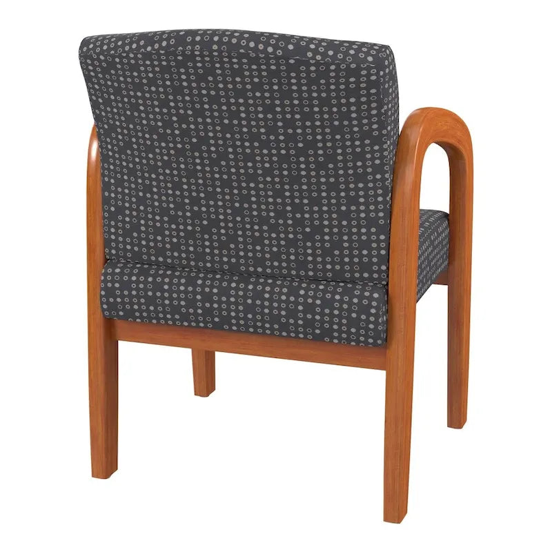 Medium Oak Finish Wood Visitor Chair with Lumbar Support