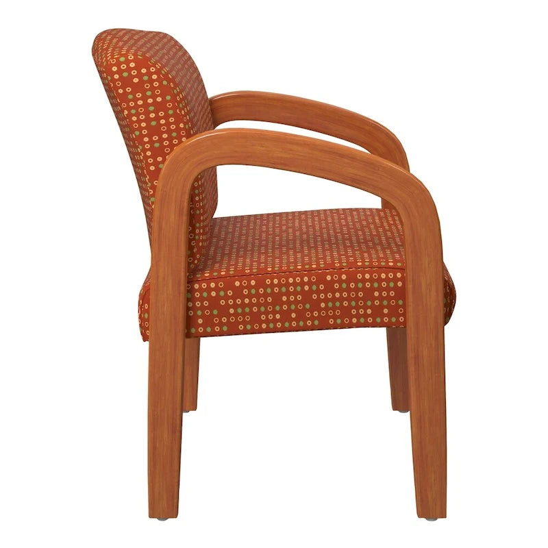 Medium Oak Finish Wood Visitor Chair with Lumbar Support