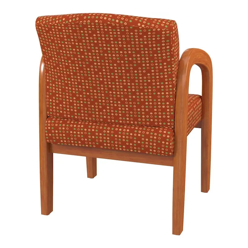 Medium Oak Finish Wood Visitor Chair with Lumbar Support
