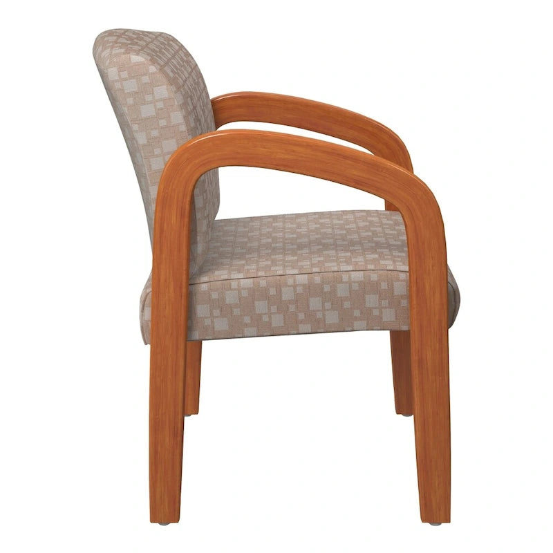Medium Oak Finish Wood Visitor Chair with Lumbar Support