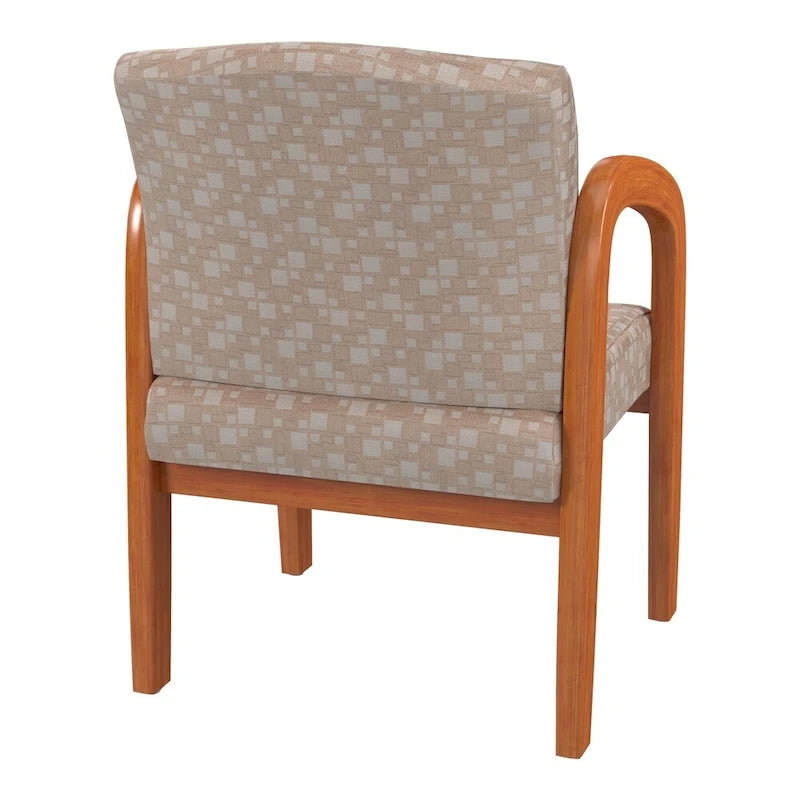 Medium Oak Finish Wood Visitor Chair with Lumbar Support