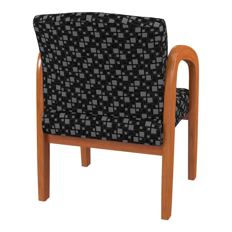 Medium Oak Finish Wood Visitor Chair with Lumbar Support