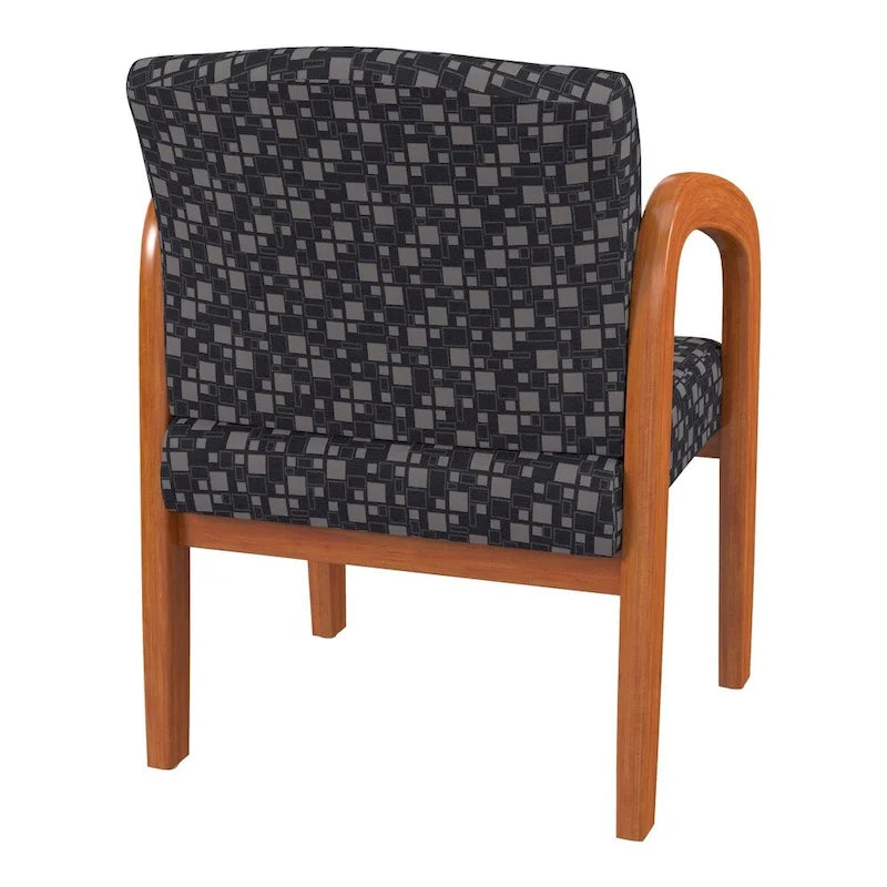 Medium Oak Finish Wood Visitor Chair with Lumbar Support