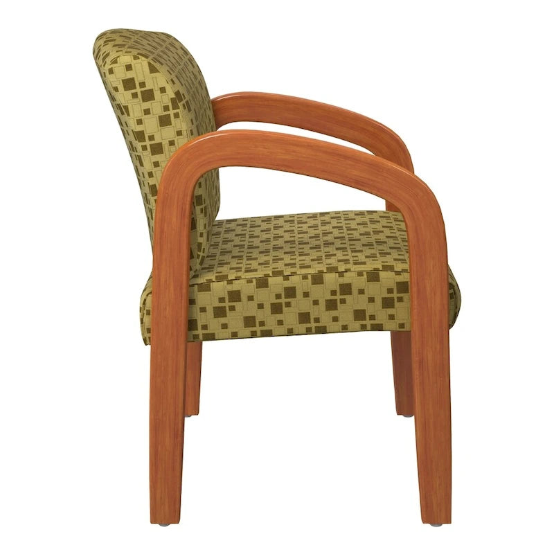 Medium Oak Finish Wood Visitor Chair with Lumbar Support