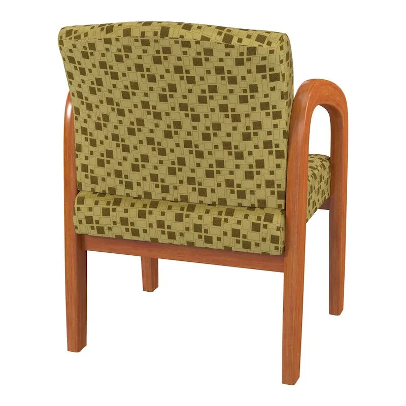 Medium Oak Finish Wood Visitor Chair with Lumbar Support