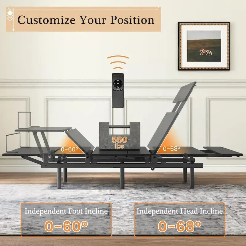 Adjustable Bed Frame with Wireless Remote