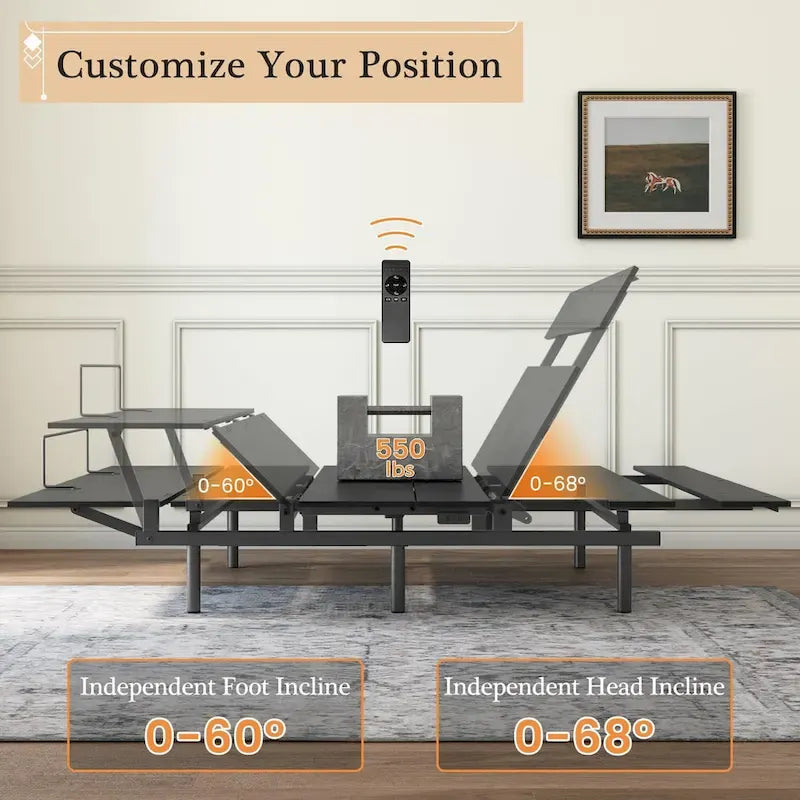 Adjustable Bed Frame with Wireless Remote