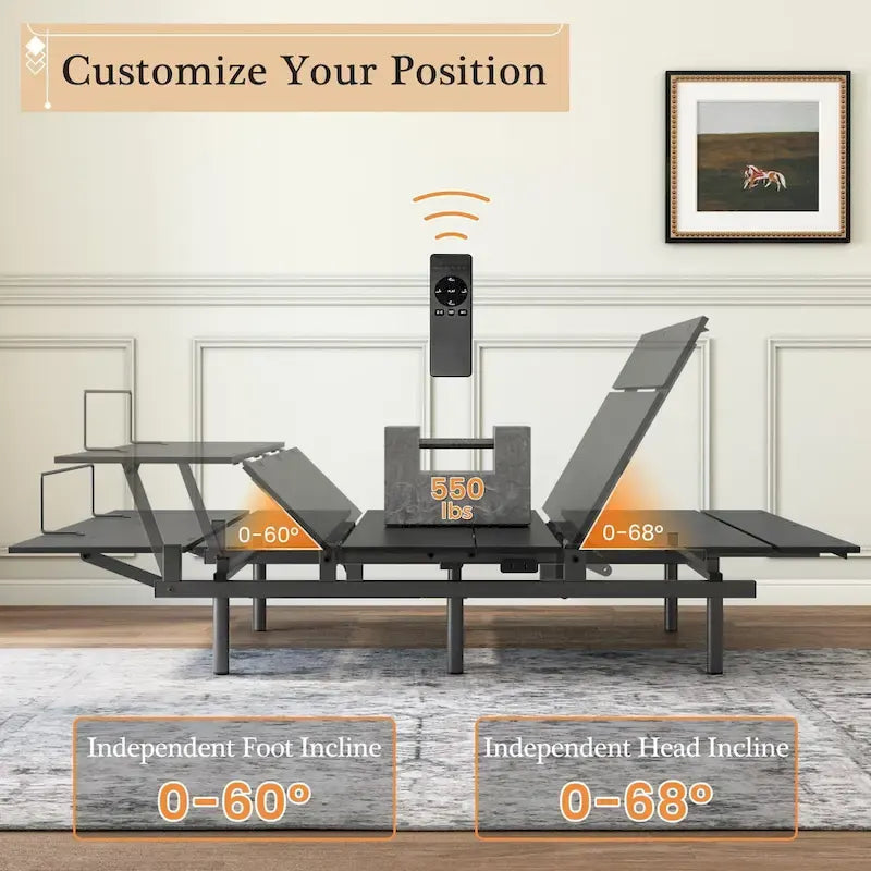 Adjustable Bed Frame with Wireless Remote