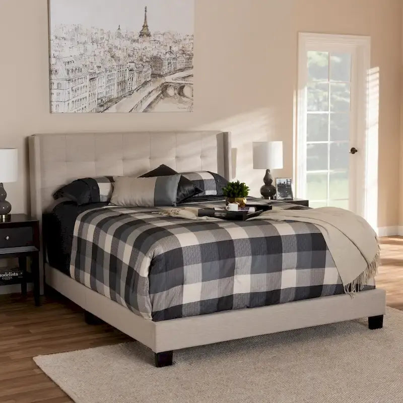 Contemporary Tufted Fabric Bed by Baxton Studio