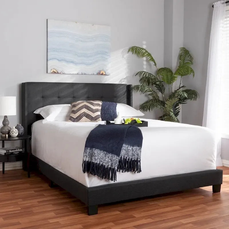 Contemporary Tufted Fabric Bed