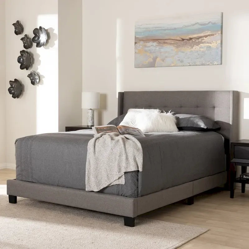 Contemporary Tufted Fabric Bed
