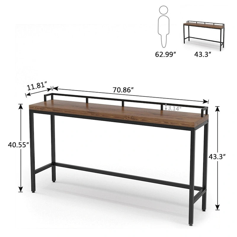 70.9-Inch Narrow Industrial Console Table