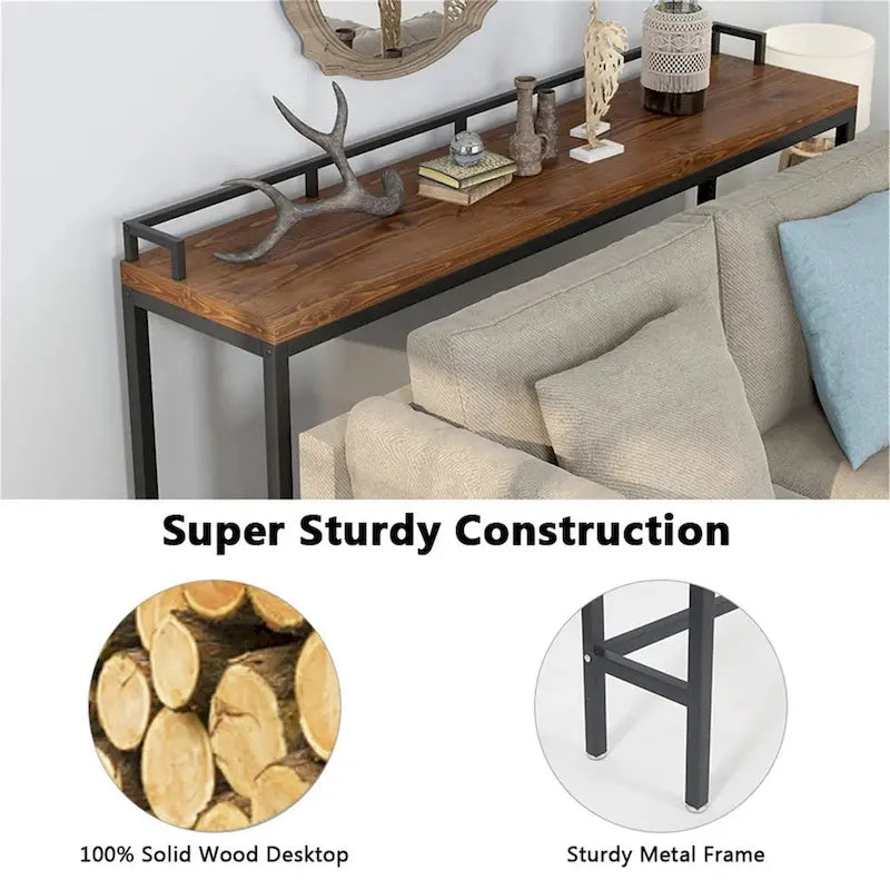 70.9-Inch Narrow Industrial Console Table