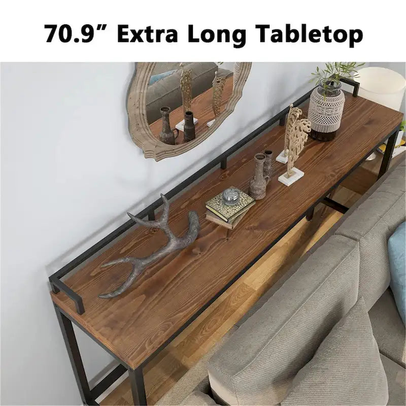 70.9-Inch Narrow Industrial Console Table