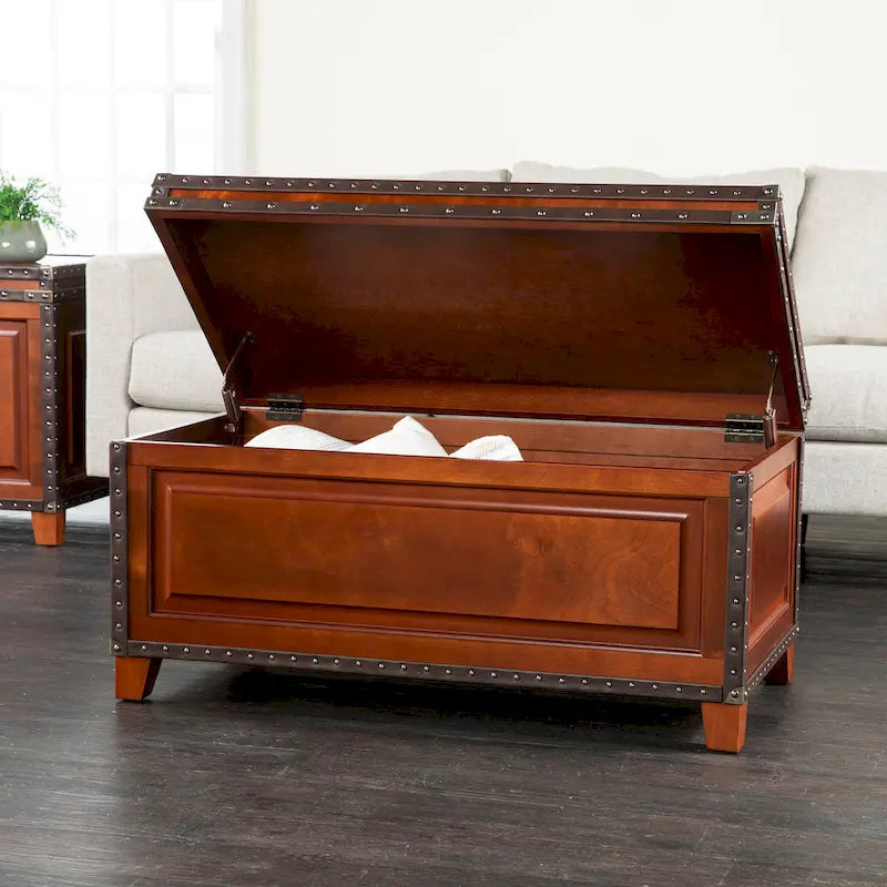 Wooden Trunk Coffee Table with Lift-Top Storage