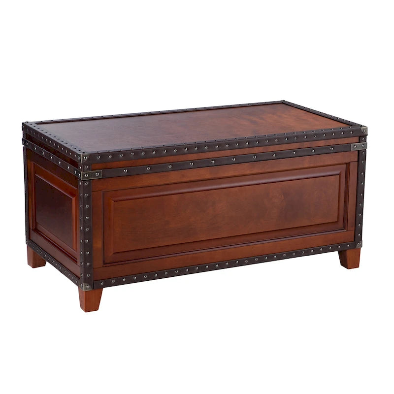 Wooden Trunk Coffee Table with Lift-Top Storage