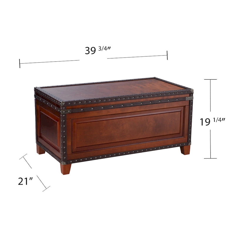 Wooden Trunk Coffee Table with Lift-Top Storage