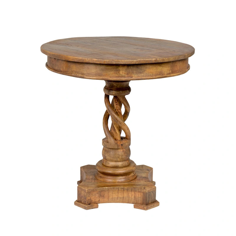 30-Inch Round Mango Wood Pedestal Table