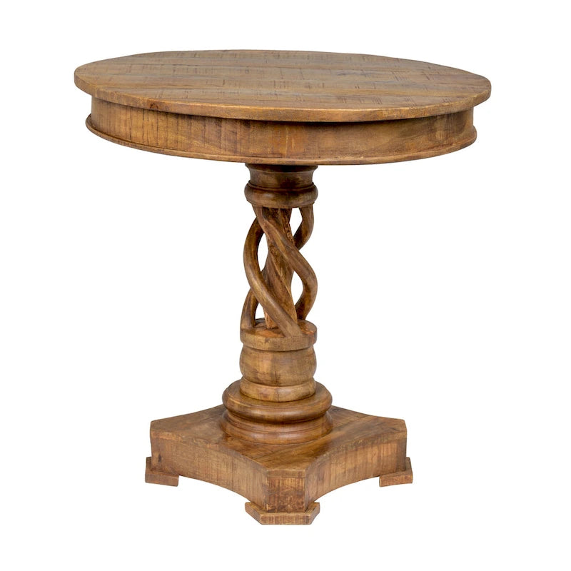 30-Inch Round Mango Wood Pedestal Table