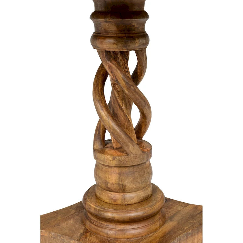 30-Inch Round Mango Wood Pedestal Table