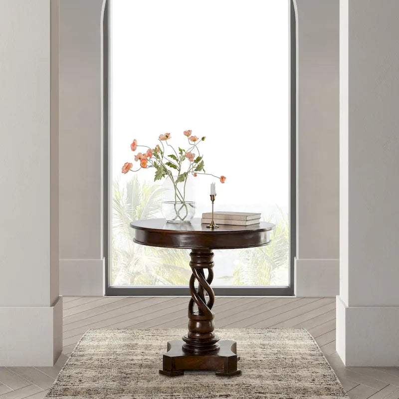 30-Inch Round Mango Wood Pedestal Table