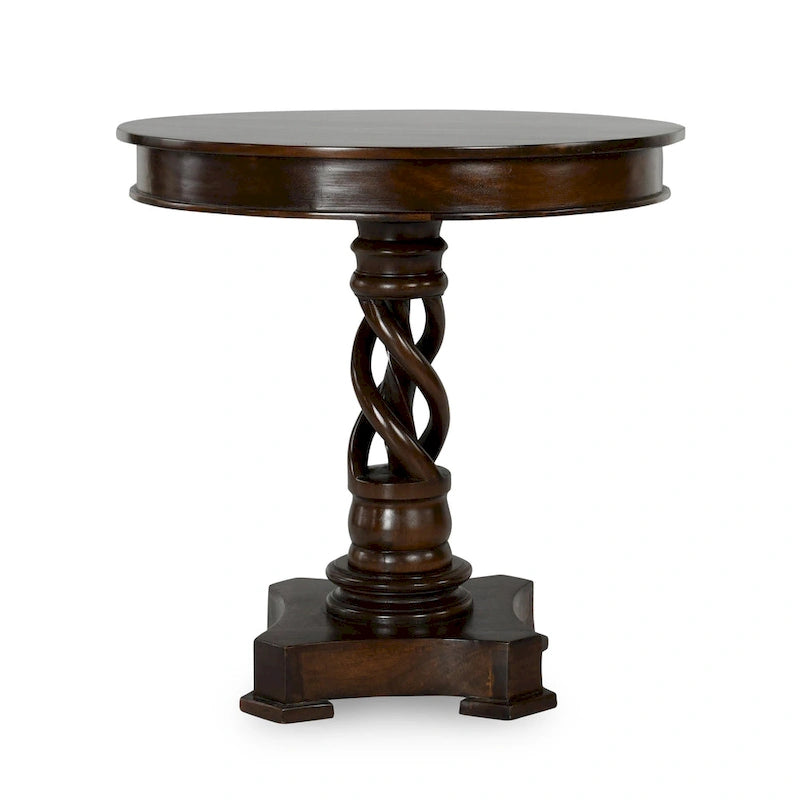 30-Inch Round Mango Wood Pedestal Table