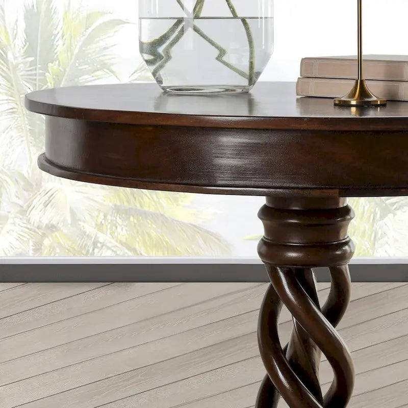 30-Inch Round Mango Wood Pedestal Table