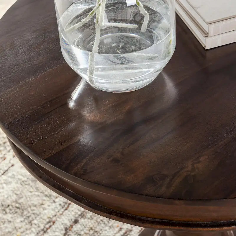 30-Inch Round Mango Wood Pedestal Table