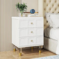 White and Gold 3-Drawer Nightstand and Sofa End Table