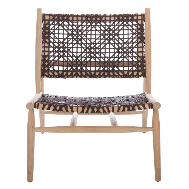 Open Leather Weave Accent Chair