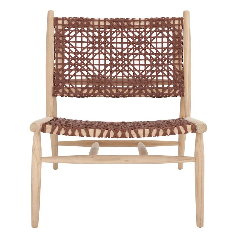 Open Leather Weave Accent Chair