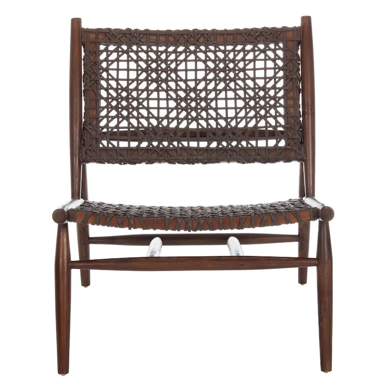 Open Leather Weave Accent Chair