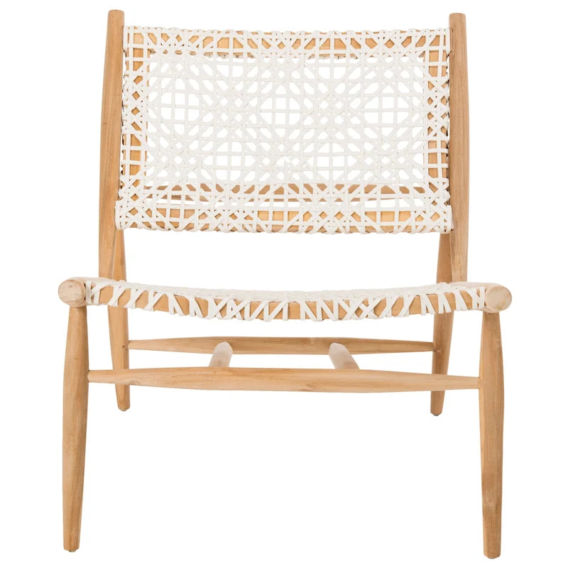 Open Leather Weave Accent Chair