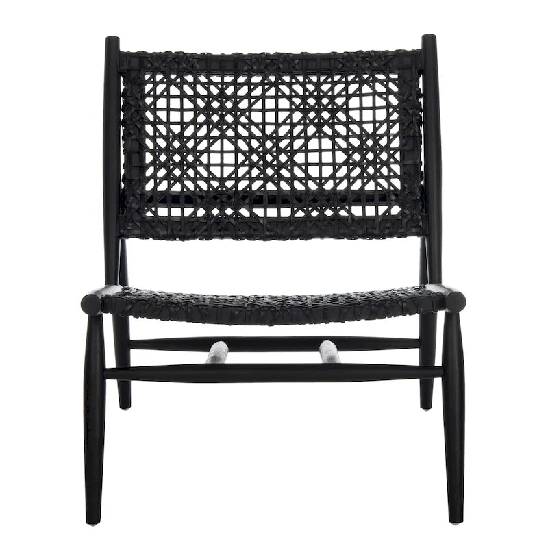 Open Leather Weave Accent Chair