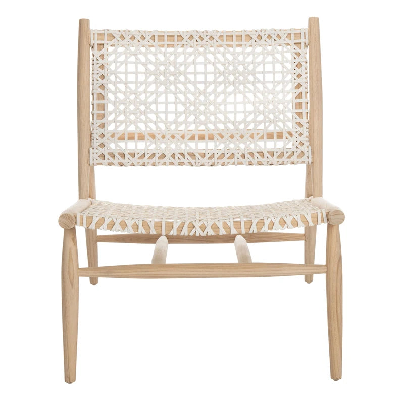 Open Leather Weave Accent Chair