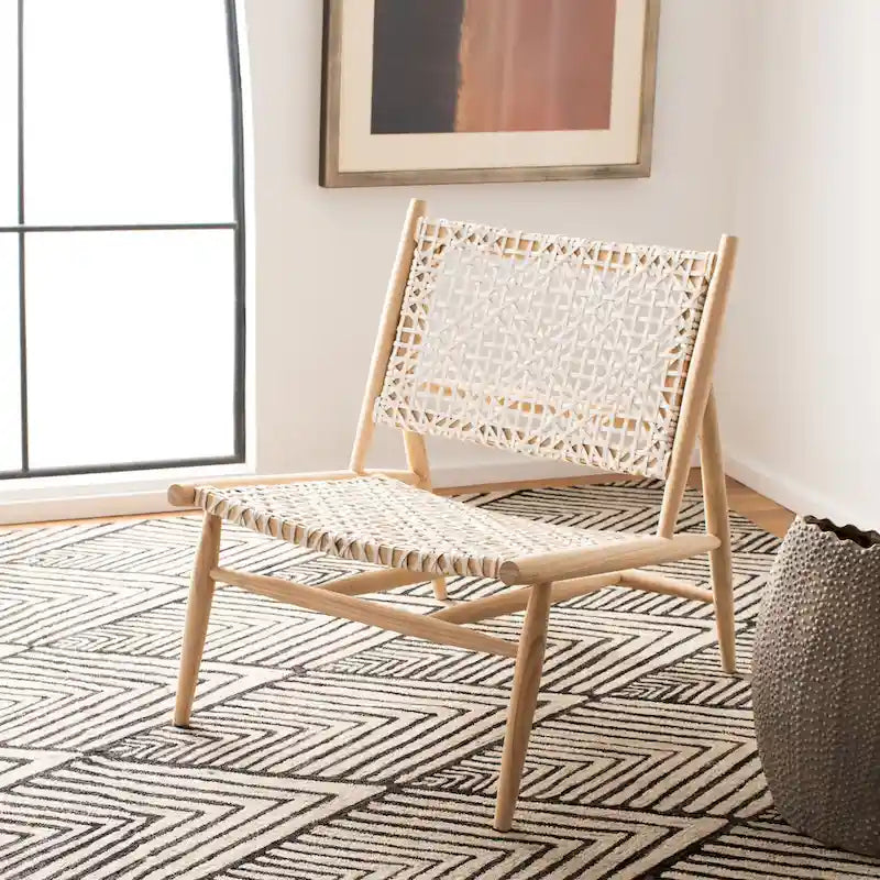 Open Leather Weave Accent Chair