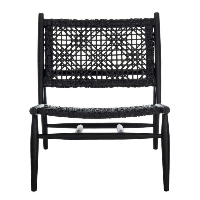 Open Leather Weave Accent Chair