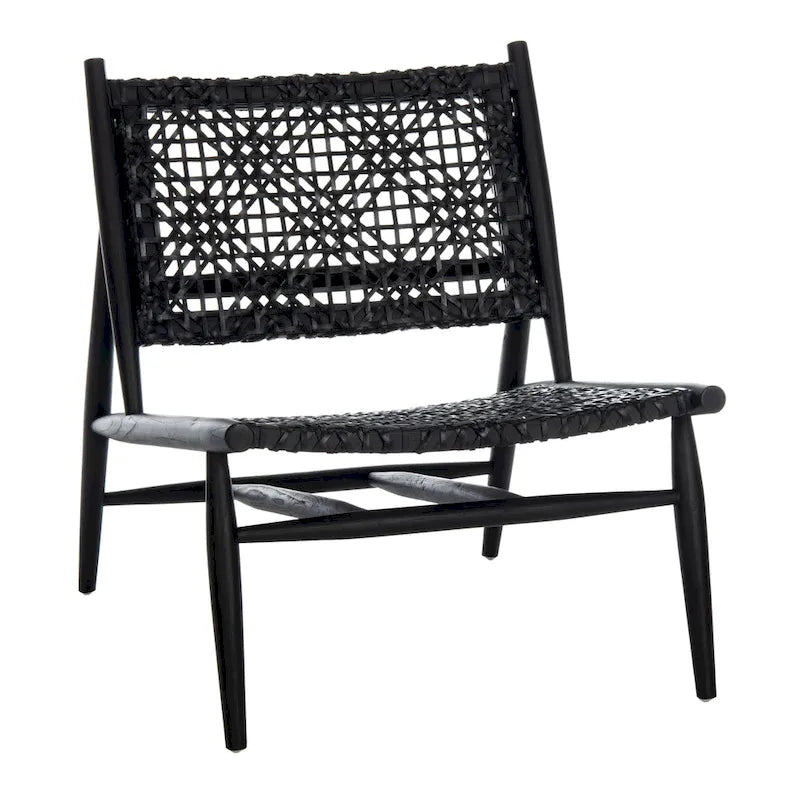 Open Leather Weave Accent Chair