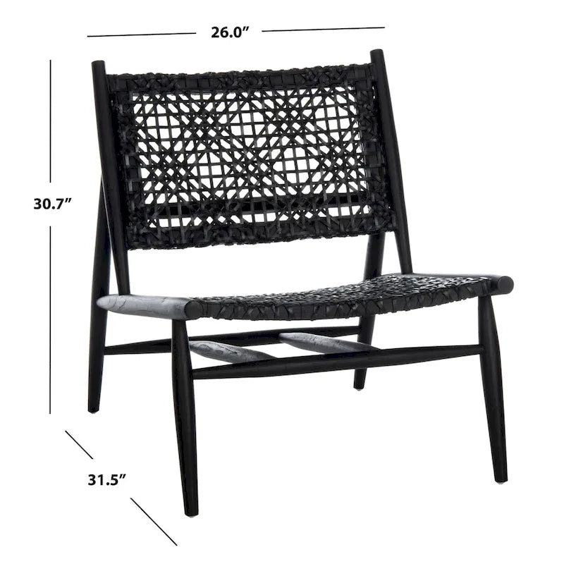 Open Leather Weave Accent Chair