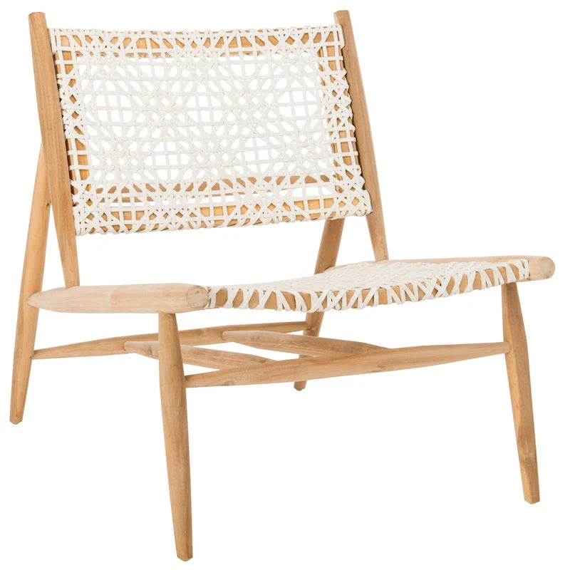 Open Leather Weave Accent Chair
