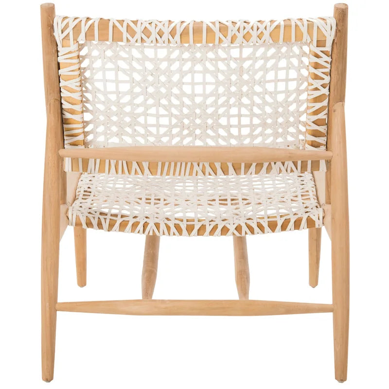 Open Leather Weave Accent Chair